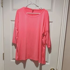 Honeyme Neon Pink Oversized 3/4 Sleeve Boxy Blouse